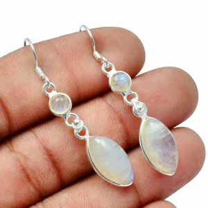 Shimmery Moonstone Earrings set in solid Sterling